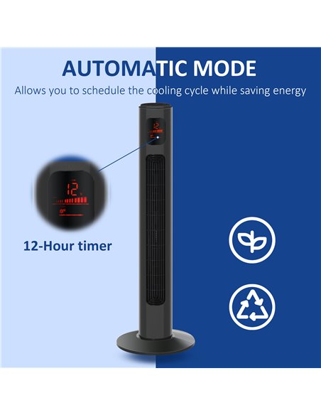 Homcom 38'' Oscillation Tower Fan with 3 Speed 3 Mode, Timer, LED Panel, Remote Controller, Dark Grey - pic 16372 | FastDaddyshop
