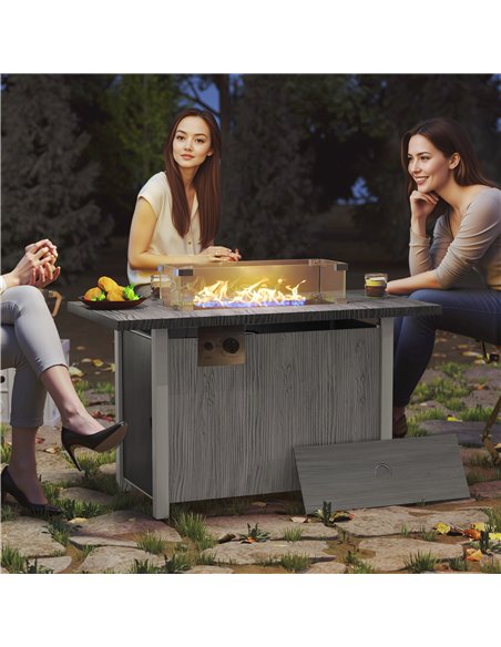 Outsunny 50,000 BTU Gas Fire Pit Table with Cover and Glass Screen - Dark Grey - pic 163720 | FastDaddyshop