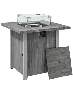 Outsunny 50,000 BTU Gas Fire Pit Table, with Cover - Dark Grey