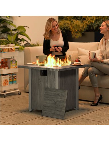 Outsunny 50,000 BTU Gas Fire Pit Table, with Cover - Dark Grey