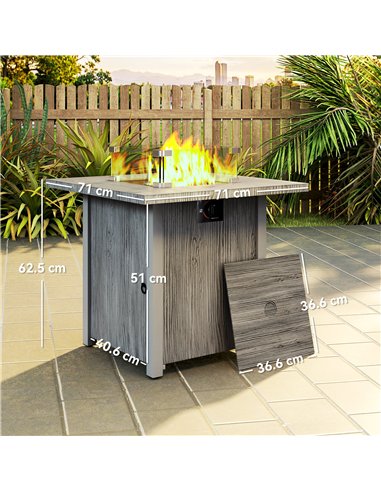 Outsunny 50,000 BTU Gas Fire Pit Table, with Cover - Dark Grey