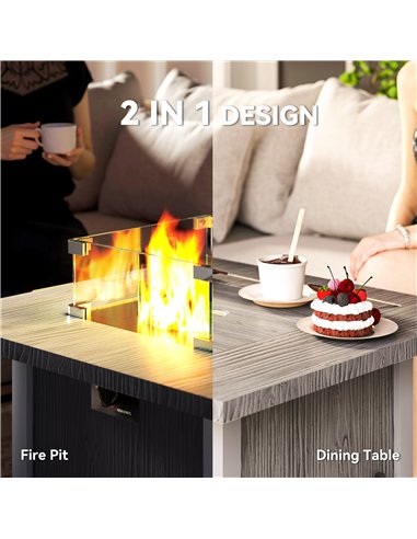 Outsunny 50,000 BTU Gas Fire Pit Table, with Cover - Dark Grey