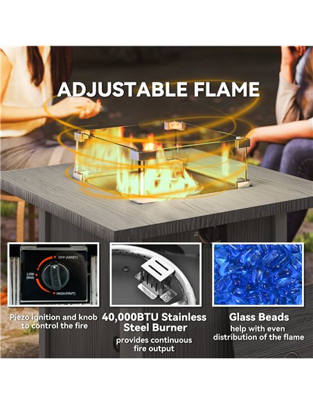 Outsunny 50,000 BTU Gas Fire Pit Table, with Cover - Dark Grey - pic 163725 | FastDaddyshop
