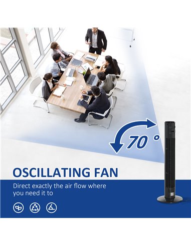 HOMCOM 38'' Freestanding Tower Fan, 3 Speed 3 Mode, 12h Timer, 70 Degree Oscillation, LED Panel, 5M Remote Controller, Dark Grey