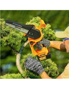 Outsunny 8 Inch Electric Chainsaw, Cordless Chain Saw with Brushless Motor, 2 4.0Ah Batteries and Safety Lock, Handheld Portable 2