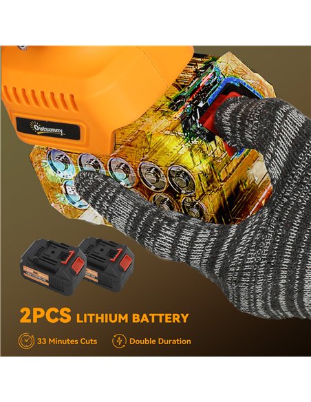 Outsunny 8 Inch Electric Chainsaw, Cordless Chain Saw with Brushless Motor, 2 4.0Ah Batteries and Safety Lock, Handheld Portable - pic 163734 | FastDaddyshop