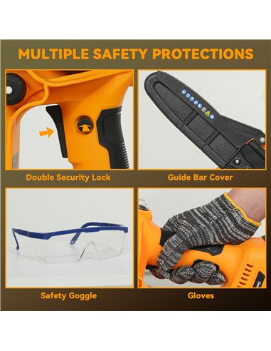Outsunny 8 Inch Electric Chainsaw, Cordless Chain Saw with Brushless Motor, 2 4.0Ah Batteries and Safety Lock, Handheld Portable
