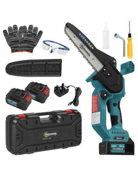 Outsunny 8 Inch Electric Chainsaw, Cordless Chain Saw with Brushless Motor, 2 4.0Ah Batteries and Safety Lock, Handheld Portable - pic 163739 | FastDaddyshop