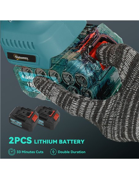 Outsunny 8 Inch Electric Chainsaw, Cordless Chain Saw with Brushless Motor, 2 4.0Ah Batteries and Safety Lock, Handheld Portable - pic 163743 | FastDaddyshop