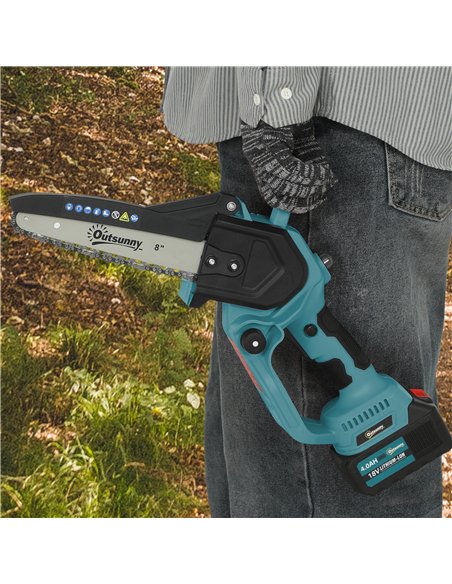 Outsunny 8 Inch Electric Chainsaw, Cordless Chain Saw with Brushless Motor, 2 4.0Ah Batteries and Safety Lock, Handheld Portable - pic 163747 | FastDaddyshop