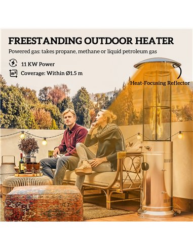 Outsunny 11Kw Adjustable Heat Gas Patio Heater
