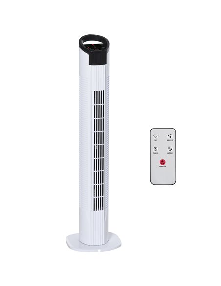 Homcom 31'' Oscillating Tower Fan with 3 Speed, 3 Mode, Timer, LED, Remote, White - pic 16377 | FastDaddyshop
