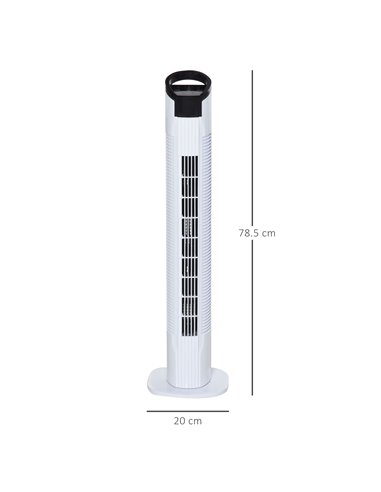 Homcom 31'' Oscillating Tower Fan with 3 Speed, 3 Mode, Timer, LED, Remote, White