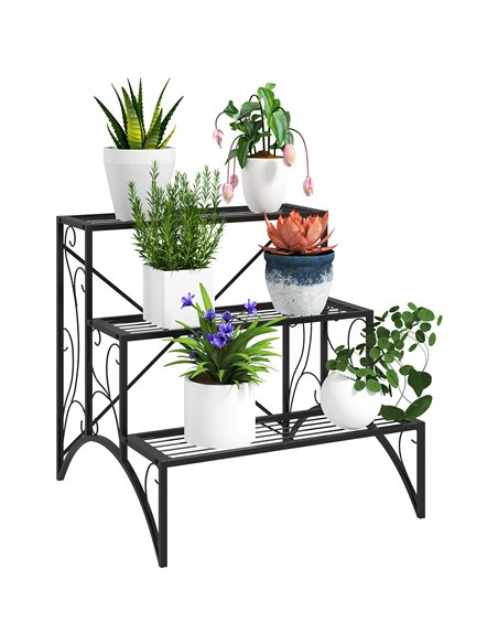 Outsunny Three-Tier Decorative Metal Plant Stand - Black - pic 163784 | FastDaddyshop