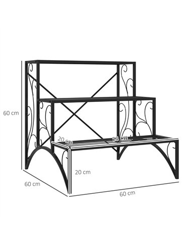 Outsunny Three-Tier Decorative Metal Plant Stand - Black