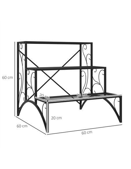 Outsunny Three-Tier Decorative Metal Plant Stand - Black - pic 163786 | FastDaddyshop