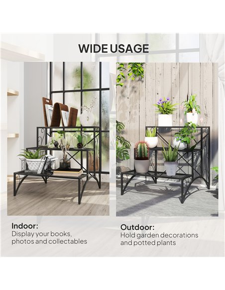 Outsunny Three-Tier Decorative Metal Plant Stand - Black - pic 163790 | FastDaddyshop