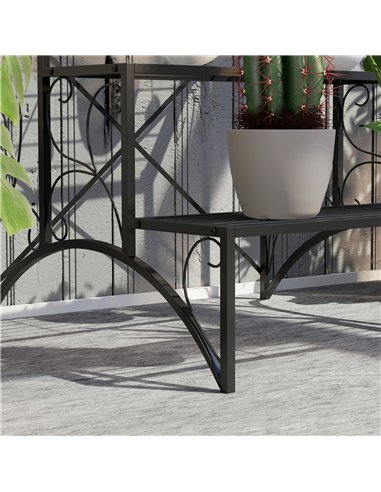 Outsunny Three-Tier Decorative Metal Plant Stand - Black