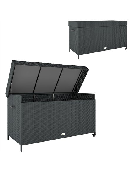 Outsunny 627 L Rattan Storage Box - Black - pic 163793 | FastDaddyshop