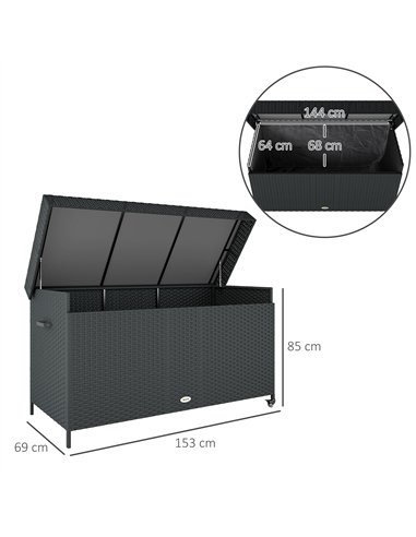 Outsunny 627 L Rattan Storage Box - Black