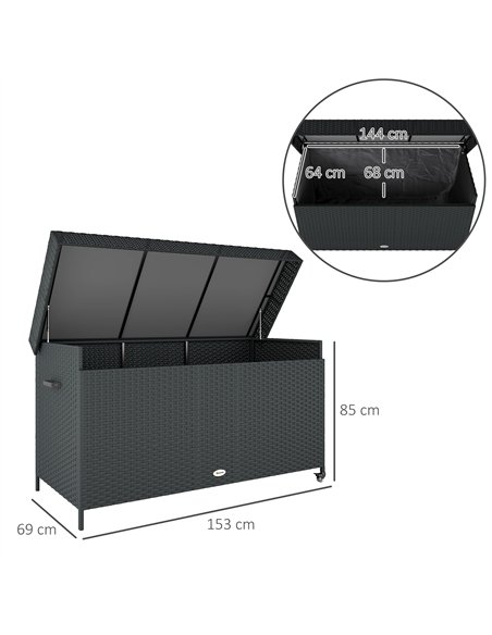 Outsunny 627 L Rattan Storage Box - Black - pic 163795 | FastDaddyshop