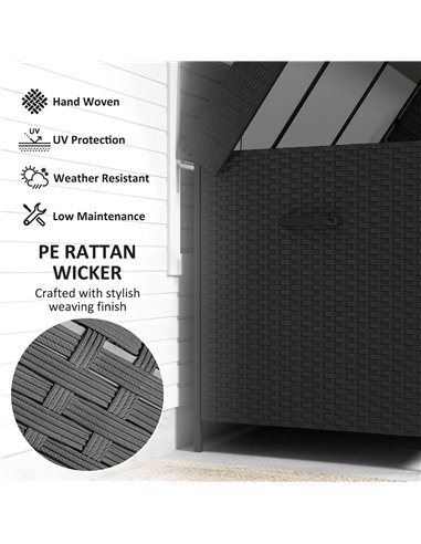 Outsunny 627 L Rattan Storage Box - Black