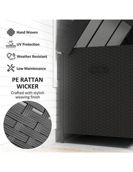 Outsunny 627 L Rattan Storage Box - Black - pic 163799 | FastDaddyshop