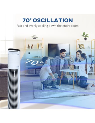 Homcom 31'' Oscillating Tower Fan with 3 Speed, 3 Mode, Timer, LED, Remote, White