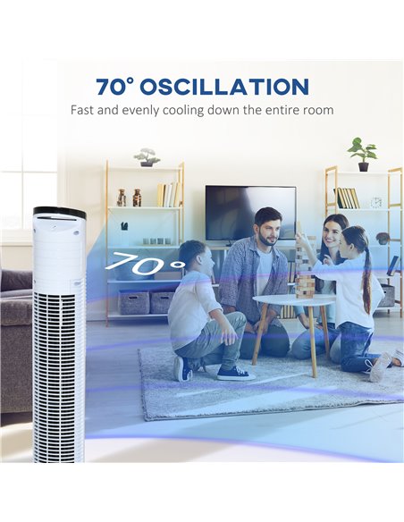 Homcom 31'' Oscillating Tower Fan with 3 Speed, 3 Mode, Timer, LED, Remote, White - pic 16380 | FastDaddyshop