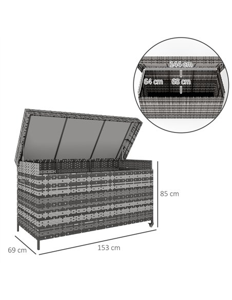 Outsunny 627 L Rattan Storage Box - Dark Grey - pic 163804 | FastDaddyshop