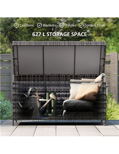 Outsunny 627 L Rattan Storage Box - Dark Grey