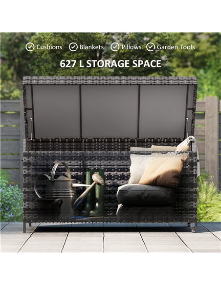 Outsunny 627 L Rattan Storage Box - Dark Grey - pic 163805 | FastDaddyshop