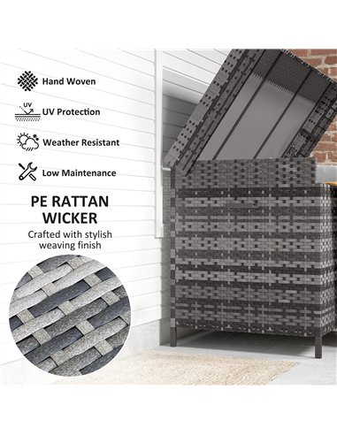Outsunny 627 L Rattan Storage Box - Dark Grey