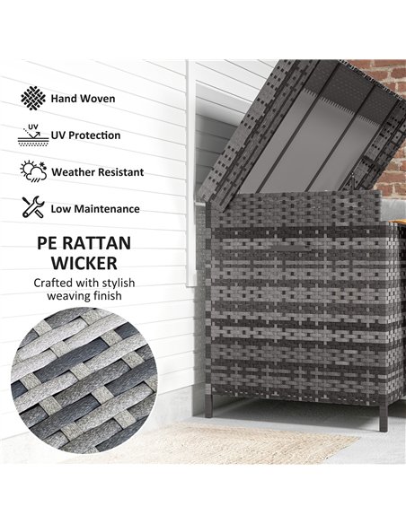 Outsunny 627 L Rattan Storage Box - Dark Grey - pic 163808 | FastDaddyshop