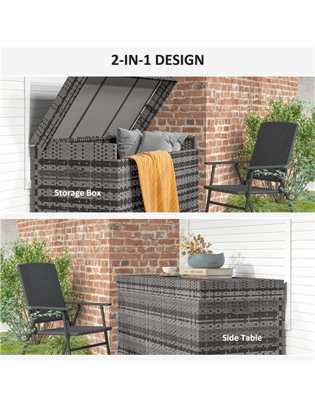 Outsunny 627 L Rattan Storage Box - Dark Grey - pic 163809 | FastDaddyshop