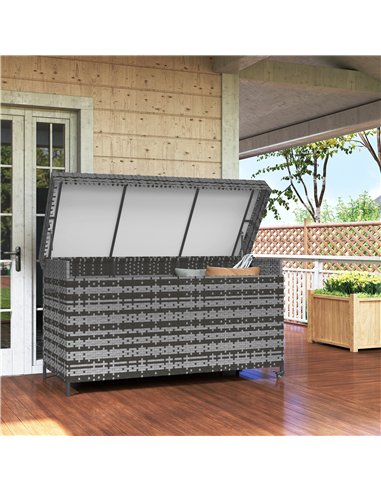 Outsunny 627 L Rattan Storage Box - Dark Grey