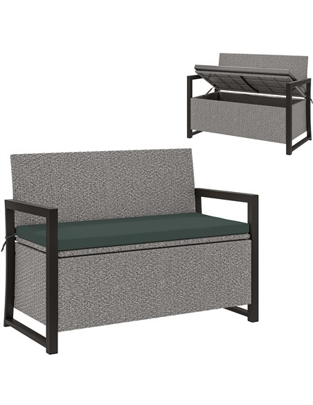 Outsunny 151.5L Storage Garden Bench, with Cushion - Grey - pic 163811 | FastDaddyshop