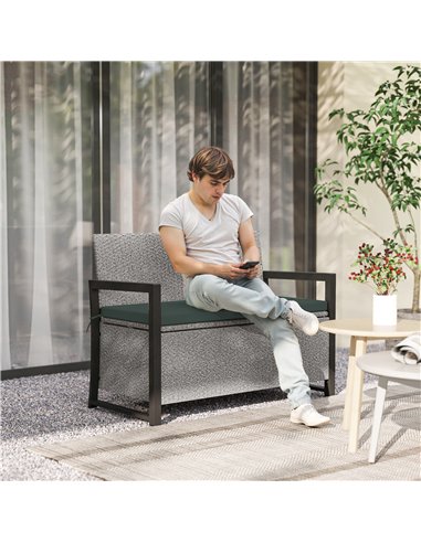 Outsunny 151.5L Storage Garden Bench, with Cushion - Grey