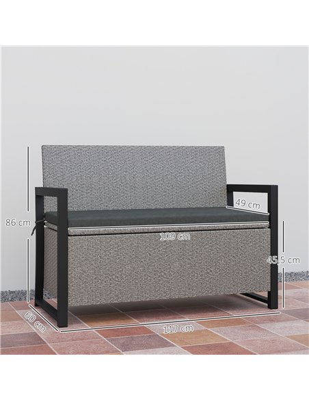 Outsunny 151.5L Storage Garden Bench, with Cushion - Grey - pic 163813 | FastDaddyshop