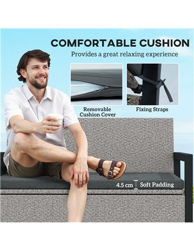 Outsunny 151.5L Storage Garden Bench, with Cushion - Grey