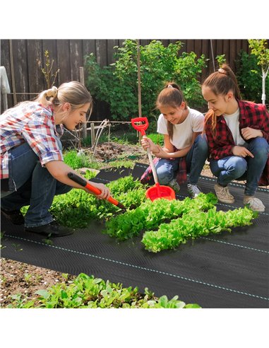 Outsunny 2m x 90m Weed Control Membrane, Heavy Duty Weed Control Barrier Fabric, 90gsm Ground Cover for Patios, Garden, Flower b