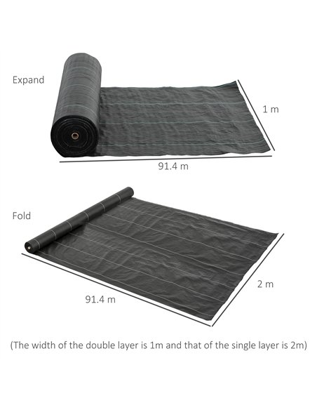 Outsunny 2m x 90m Weed Control Membrane, Heavy Duty Weed Control Barrier Fabric, 90gsm Ground Cover for Patios, Garden, Flower b - pic 163822 | FastDaddyshop