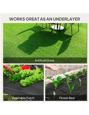Outsunny 2m x 90m Weed Control Membrane, Heavy Duty Weed Control Barrier Fabric, 90gsm Ground Cover for Patios, Garden, Flower b