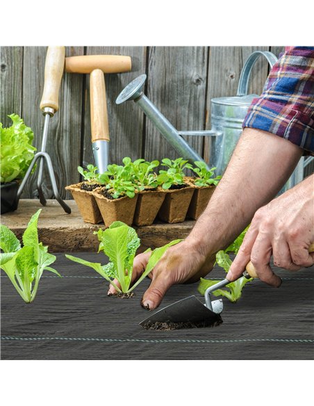 Outsunny 2m x 90m Weed Control Membrane, Heavy Duty Weed Control Barrier Fabric, 90gsm Ground Cover for Patios, Garden, Flower b - pic 163827 | FastDaddyshop