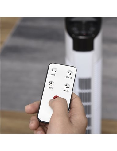 Homcom 31'' Oscillating Tower Fan with 3 Speed, 3 Mode, Timer, LED, Remote, White