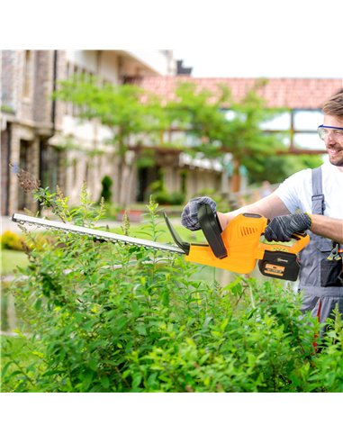 Outsunny Cordless Hedge Trimmer, Electric Hedge Cutter with 51cm Blade, Brushless Motor and 2 x 4.0Ah Batteries for Branches, Sh