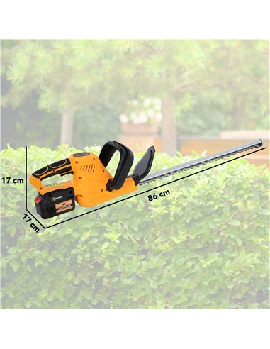 Outsunny Cordless Hedge Trimmer, Electric Hedge Cutter with 51cm Blade, Brushless Motor and 2 x 4.0Ah Batteries for Branches, Sh