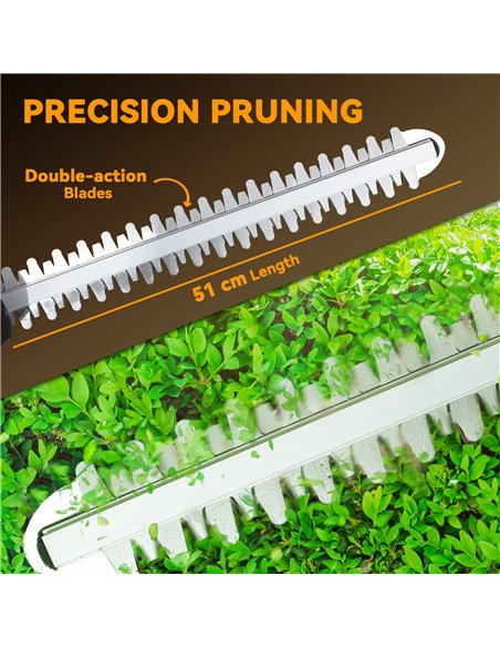 Outsunny Cordless Hedge Trimmer, Electric Hedge Cutter with 51cm Blade, Brushless Motor and 2 x 4.0Ah Batteries for Branches, Sh - pic 163834 | FastDaddyshop
