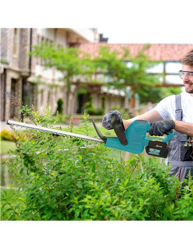 Outsunny Cordless Hedge Trimmer, Electric Hedge Cutter with 51cm Blade, Brushless Motor and 2 Batteries for Branches, Shrubs, Tw
