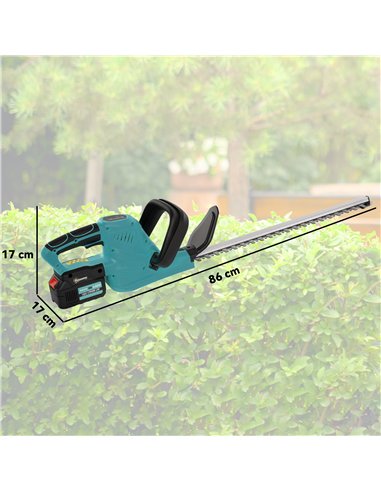 Outsunny Cordless Hedge Trimmer, Electric Hedge Cutter with 51cm Blade, Brushless Motor and 2 Batteries for Branches, Shrubs, Tw